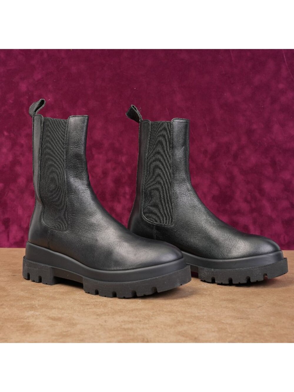 La Canadienne Wmn Braydon Black Leather Chelsea Waterproof Boots 8US EUR38.5